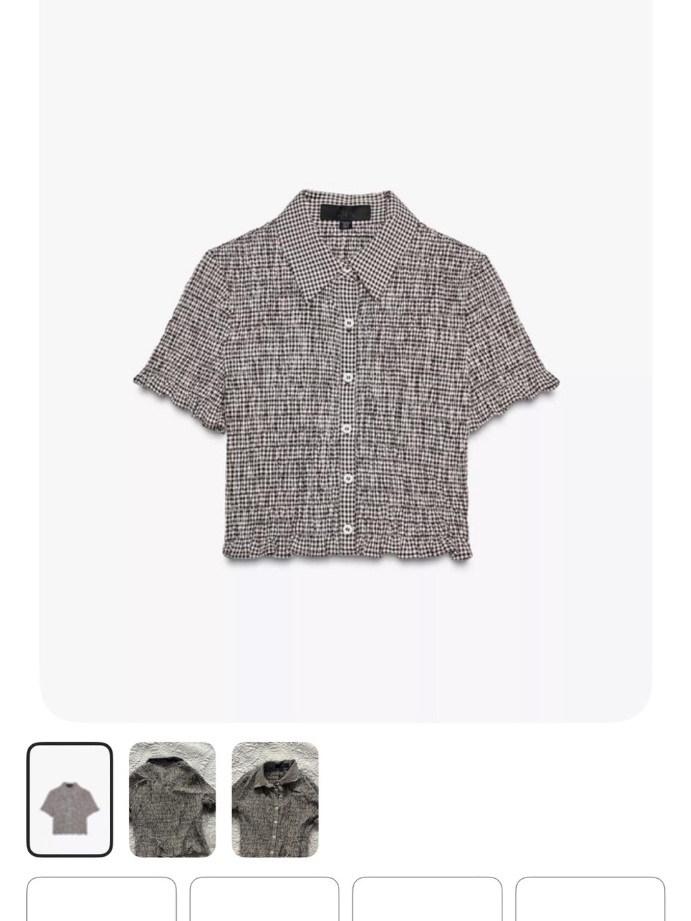 Zara Black and White Cropped Button-Down Shirt